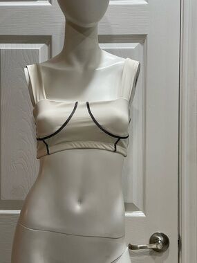 WeWoreWhat Seamed Corset Crop Top in Cream Size Small